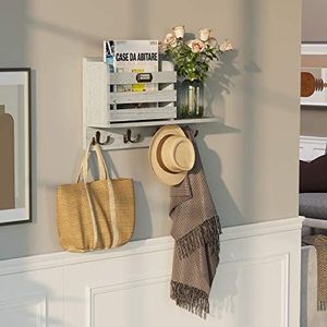 Key and mail holder with hooks